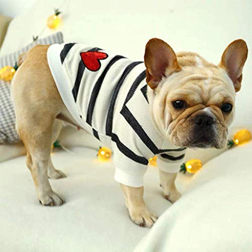 fikujap Ropa de Perro para Mascotas Bulldog Black Stripes Sweatshirt Chaqueta de Traje de Cachorros para Pequeño Pijamas XL