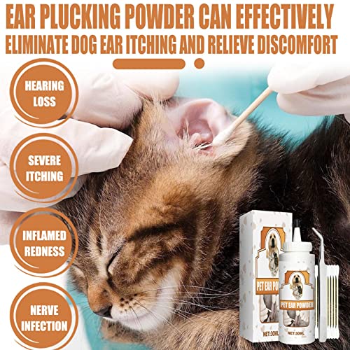 fllyiingu Limpiador en Polvo para oídos para Mascotas - Juego de limpiadores para oídos | Cuidado de la Salud del oído de Dos Cats | Tratamiento de depilación de Orejas | Eliminación de Suciedad