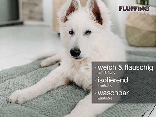 FLUFFINO® Manta para perros - mullida, suave y lavable (tamaño L, 104x68 cm, gris) - imitación de ante para mayor resistencia al deslizamiento - para perros grandes y pequeños - almohada para perros