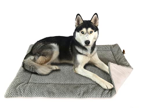 FLUFFINO® Manta para perros - mullida, suave y lavable (tamaño L, 104x68 cm, gris) - imitación de ante para mayor resistencia al deslizamiento - para perros grandes y pequeños - almohada para perros