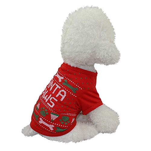 Fossrn Navidad Ropa Perro Pequeño Chihuahua Yorkshire Pomerania Disfraz Navidad Mascotas Cachorros Camiseta