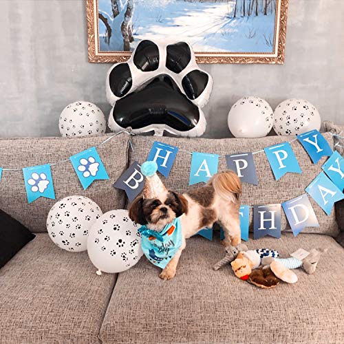 Fowecelt 15 Piezas Cumpleaños para Perros Decoración para Fiesta de Feliz Cumpleaños para Perro Cachorro Chico Mascota Pañuelo para el Cuello Bufandas Pajaritas Disfraces Suministros de Fiesta (Azul)