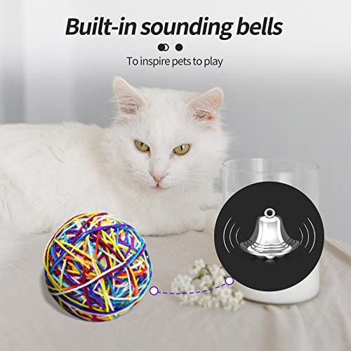 FurPaw Pelotas de Juguete para Gatos 8cm, 2 Pcs Bolas de Lana y Espuma para Gato con Campana, Grande Bolas de Juguetes interactivos Gato