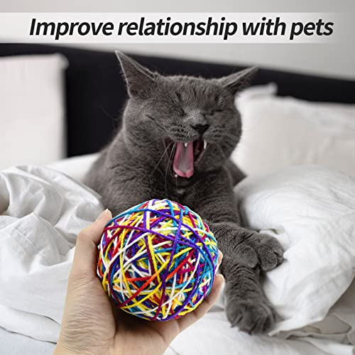 FurPaw Pelotas de Juguete para Gatos 8cm, 2 Pcs Bolas de Lana y Espuma para Gato con Campana, Grande Bolas de Juguetes interactivos Gato