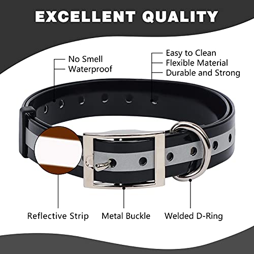 Fyy Collar reflectante para perro, impermeable, ajustable, suave, duradero, con herrajes de metal resistentes para perros pequeños, medianos y grandes, color negro