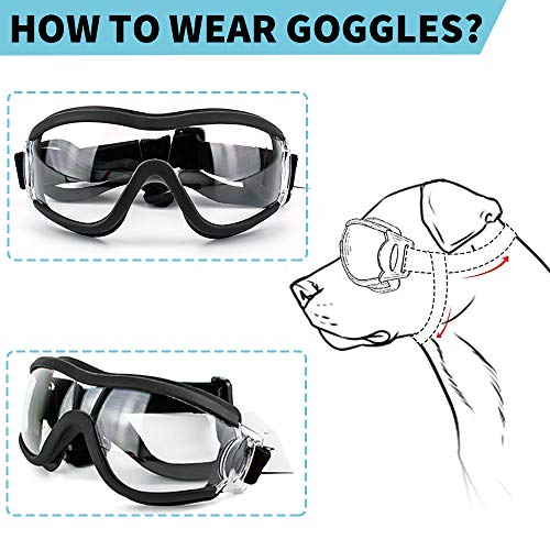 Gafas para perros Gafas de sol ajustables para perros Protección anti-UV Gafas impermeables y contra el viento para perros medianos y grandes