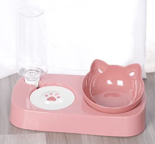 Gertok Cat Bowls - Double Cat Bowl Pet Bowls Stand Dog Elevated Feeder Food Water Raised Lifted - Detachable & 0-15° Elevated Cat Bowls Stress Free,For Cats Small Dogs Three