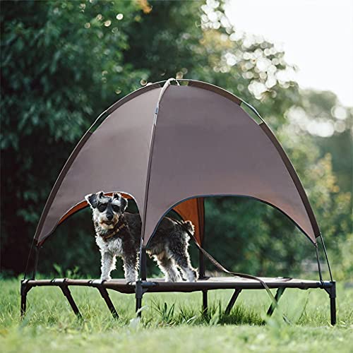 Grbewbonx Cama para perro al aire libre Elevada Cuna para mascotas con toldo portátil para camping o playa Durable Oxford incluido bolsa de transporte S/M/L
