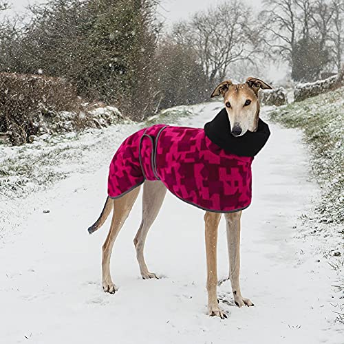 Greyhound Cosy Jersey de forro polar, abrigo de invierno Whippet Whippet Fleeces, chaqueta de perro galgo con forro polar cálido y bandas ajustables para salukis Whippet Lurcher - rosa