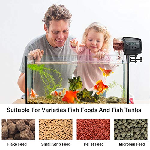 Guangcailun Alimentador Alimentación LCD digital automático del tanque del acuario Peces Auto temporizador, Alimentación dispensador