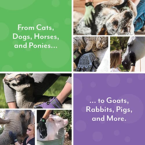 H HANDSON Guantes de Aseo para Mascotas - Guantes para Quitar el Pelo, bañarse y Quitar el Pelo - Cepillo Suave para Gatos, Perros y Caballos (Negro, Mediano)