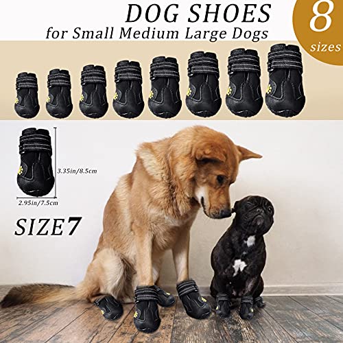 Havenfly Botas para Perros de 4 Piezas,Zapatos Impermeables para Perros con Correas Ajustables Reflectantes para Perros medianos y Grandes
