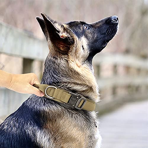 Hbao Collar de Perro táctico con Mango Collar de Perro de Nailon Militar Duradero Collar de Entrenamiento Ajustable para Perros Grandes Pastor (Color : A, Size : L Code)