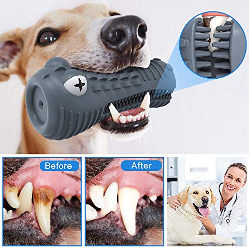 HETOO - Juguete para perros, cepillo de dientes para perros indestructible y duradero, juguete masticable para masticadores agresivos, para el cuidado y la limpieza dental de los perros