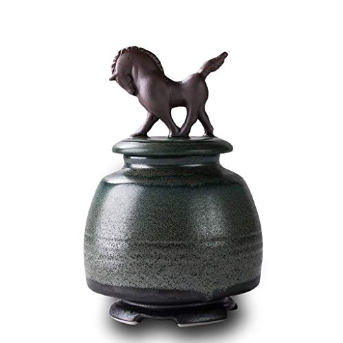 HLWAWA Urna de cremación para Las Cenizas Cenizas de Mascotas y Humanos Cubierta Creativa Caballo Arte Antiguo (Color : A)
