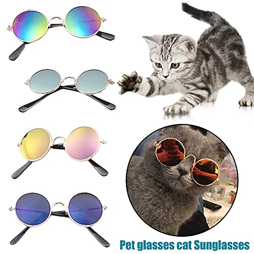 Homeluck Gafas de sol para mascotas Anti-UV Retro Circular Lindo Gato Pequeño Perro Gafas Fotos Accesorios para Chihuahuas
