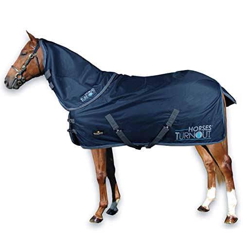 Horses, Manta Paddock Turnout para Caballo, Impermeable, con Collo Extraíble, Resistente, con Correas Cruzadas, 128 cm