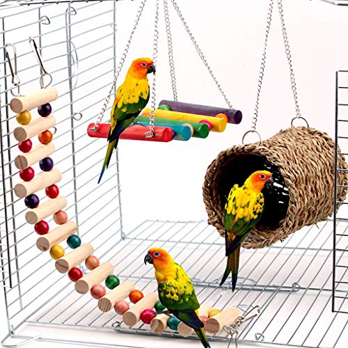 Hothap - Juego de 3 Piezas de papagayos de Juguete para hamacas, pájaros NES, Escalera de línea, Jaula de Juguete para Ara, periquitos de Onda y periquitos de NINFA, cacadu Canarios