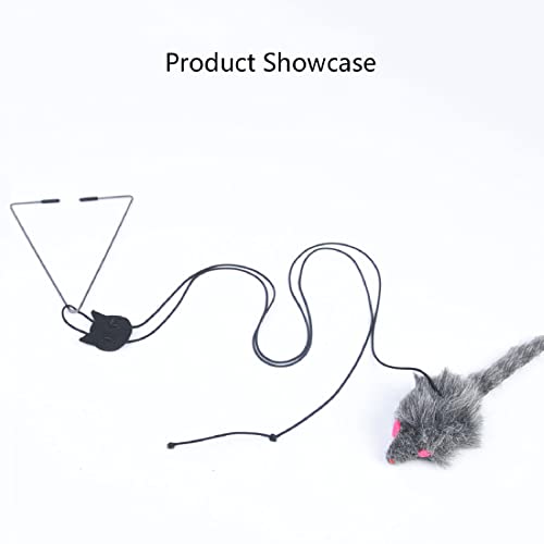 Houozon Juguetes interactivos de Plumas para Gatos, ratón de Cuerda retráctil para Puertas Colgantes autoexcitado, Juguetes Divertidos para Gatos, utilizados para Que los Gatos jueguen en Interiores