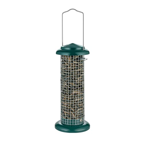 iBorn Alimentador para pájaros de girasol, alimentador de nuez de cacahuete para pájaros silvestres, jardín al aire libre, verde pino vintage, 20,3 cm de alto