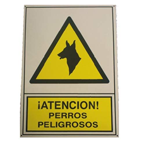 INSPROVET Placa Señalización en PVC Perros PELIGROSOS (34,5 x 24,5 cm)