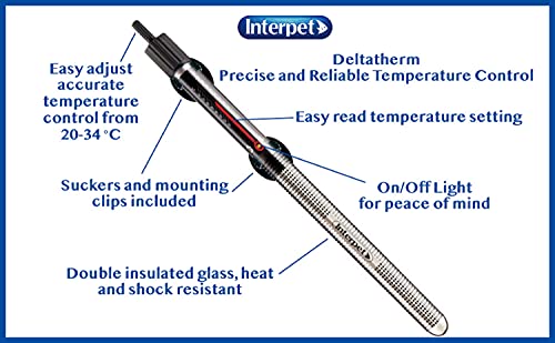 Interpet Deltatherm - Calentador de pecera para Acuario (Ajustable, para Tropicales y Marinos, 100 W, para acuarios de hasta 90 L)