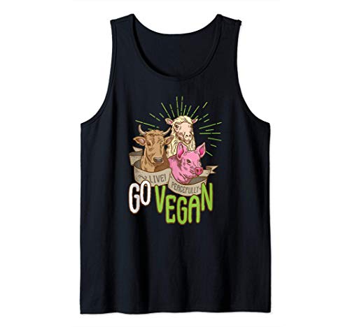Ir vegano aman animales divertido vaca oveja cerdo Camiseta sin Mangas