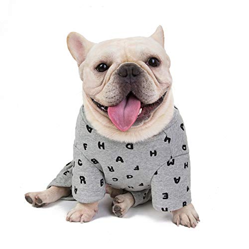 IUOU Pijamas de algodón para Perros, Mono Pug, Ropa de Bulldog francés, Ropa de Schnauzer, Atuendo para Mascotas, Pijama de Perro Bichón de caniche General, Pijama