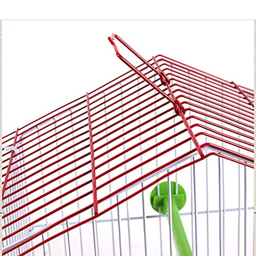 Jaula de Pájaros Birdcage de la azotea, Budgerigar Birdcage con caja de alimentación, pájaros de metal, jaula de baño ornamental para pájaros canarios pequeños Jaula para Mascota ( Color : Red )