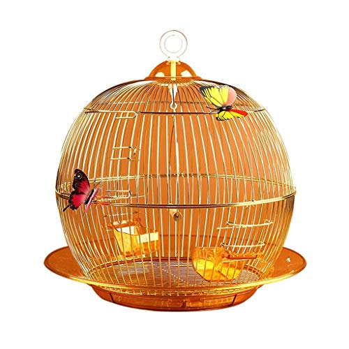 JINLIAN205-SHOP jaulas para pajaros Elegante y Exquisito Jaula de Loro Redondo Decorado en Jaula de pájaros Ornamental y al Aire Libre de Ave de Aves Jaula (Oro) Jaula periquitos
