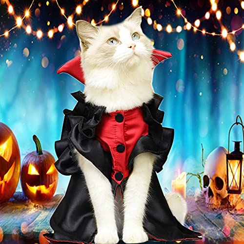 JJTXSQSMQM Ropa para Mascotas de Halloween Vestido de Vampiro Divertido para Mascotas de Halloween Lindo Perro pequeño y Mediano Gato Fiesta de Navidad Disfraz de Cosplay