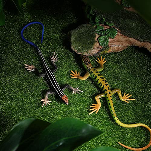 jojofuny Modelo de Reptiles de Plástico de Reptiles de Reptiles: Juguete de Broma de Reptil Modelo de Lagarto de Ondas Azules Accesorios de Jardín para Asustar Aves Decoración de Caja de