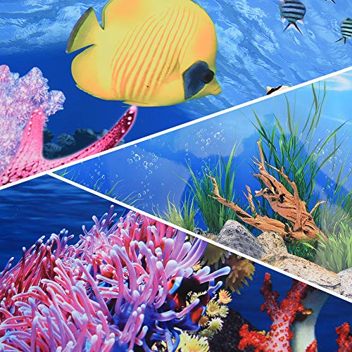 Jroyseter Antecedentes Acuario 3D Doble Cara del Fondo Pegatinas Fish Tank Fondo de Pantalla HD subacuático Decoración Cartel Coral Telón de Fondo Pegatina para el hogar del Acuario (C)