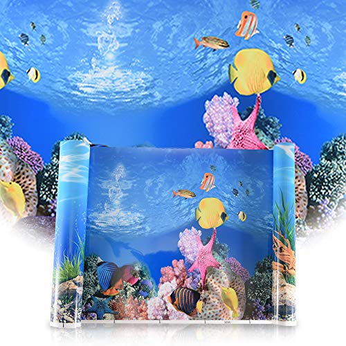 Jroyseter Antecedentes Acuario 3D Doble Cara del Fondo Pegatinas Fish Tank Fondo de Pantalla HD subacuático Decoración Cartel Coral Telón de Fondo Pegatina para el hogar del Acuario (C)