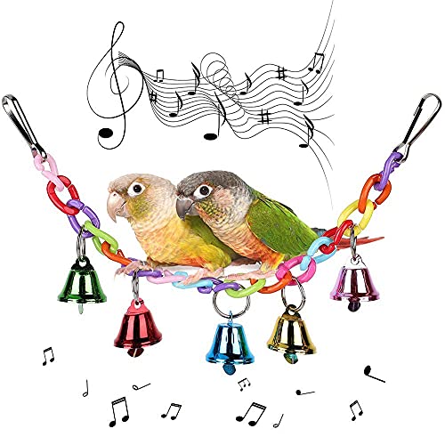 Juego De Juguetes para Pájaros, 7 Piezas Juguetes De Aves, Accesorios para Juguetes para Pájaros, Colorful Swing Ladder Hammock Bells Parrots Toys For Love Birds, Cockatiels, Macaws (7 Estilos)