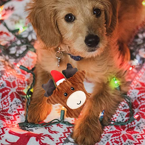 Juguetes navideños para perros, suaves y bonitos regalos navideños para mascotas, juguetes masticables de peluche duraderos con chirridos, muñeco de nieve, alce, oso pardo, oso de goma, para perros pe