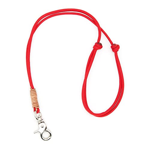 KENSONS for dogs Correa para el cuello con mosquetón pequeño para silbato o llaves, color rojo, ajustable, hecha a mano (compatible con el silbato para perros Acme)