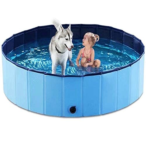 KGCA Piscina Perros Piscina Plegable Perros Baño Mascotas Bañera Bañera Piscina Mascotas Piscina De Baño Plegable Perros Gatos Niños 80X30Cm Azul