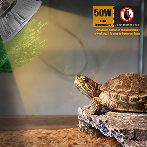 LEDGLE Lámpara Tortuga, 50W UVA UVB E27 Bombillas de Calor de Reptil, Bombilla de Calefacción para Lagartos, Camaleones, Serpientes, Mascotas