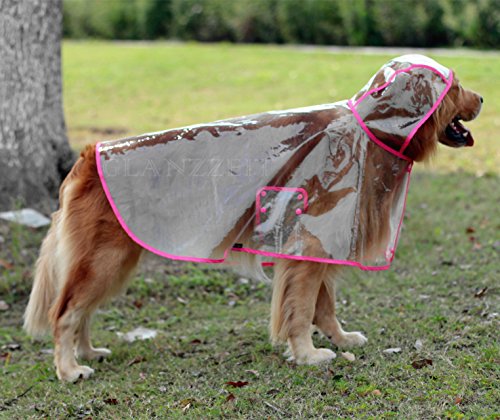 Lepep Chubasquero transparente para perros, impermeable poncho de lluvia ajustable para perros grandes y medianos de tamaño XXL hasta 6XL (rosa, 2XL)