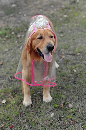Lepep Chubasquero transparente para perros, impermeable poncho de lluvia ajustable para perros grandes y medianos de tamaño XXL hasta 6XL (rosa, 2XL)