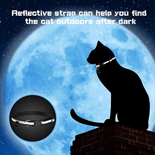 Lidiper 2 Piezas Collar Gato, Collar Reflectante Gatos Collares para Gatos con Cascabeles Ajustable 19-32cm