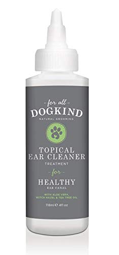 Limpiador tópico para orejas de DogKind, líquido limpiador natural, 118 ml, disuelve la cera de los oídos y elimina la suciedad y los desechos