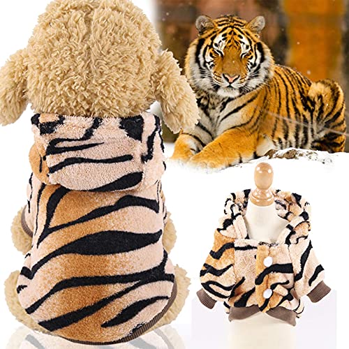 Lindo patrón de tigre ropa de mascota para perro ultra acogedor perro gatito traje cachemira cachorro abrigo