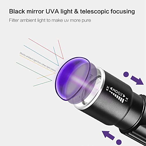 Linterna UV De Luz Negra, Linterna UV LED, Luz Negra Con Luz UV De 395nm, Mini Detector De Antorchas Portátil A Prueba De Agua Para Detección De Alimentos Para Ropa De Mascotas