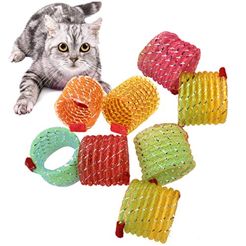 Liwein Juguete de Resorte de Gato Resortes Espirales de Bobina Plástico Muelles en Espiral Colorido Juguetes Interactivos para Gatos Gatito Perros Mascotas Novedad Regalo (8 Piezas)