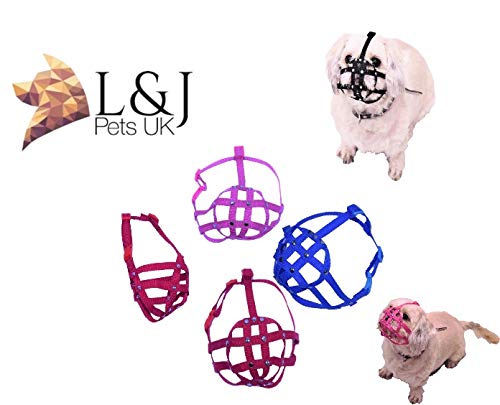 L&J Pets Uk Bozal para perro Shih Tzu, Pug y otros hocicos cortos de cara plana (M1, rojo)