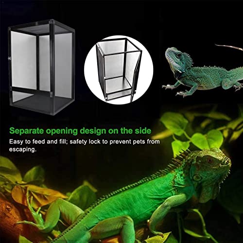 LLSS Reptile Vivarium Jaula de Aluminio, Camaleón de Lagarto Caja de alimentación de acrílico Transparente Terrario de Animales pequeños, Fácil Montaje