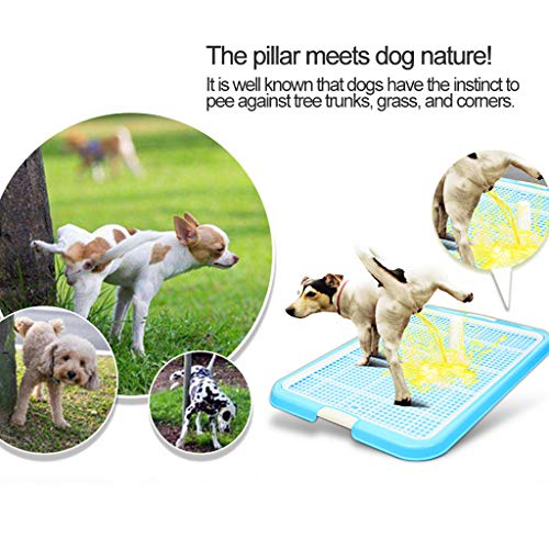 LTLJX Inodoro para Perros, Bandeja Sanitaria de Adiestramiento Retrete del Perro Interior para Perros Aseo Mascotas Plástico con Poste Fácil de Limpiar,Marrón,S50*36 * 4cm