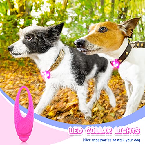 Luz LED para Collar de Perro Luz de Collar de Silicona Luminosa Clip de Luces de Seguridad de Gatos Encantos de Luz LED para Caminar de Noche Accesorios de Perros (Rosa)